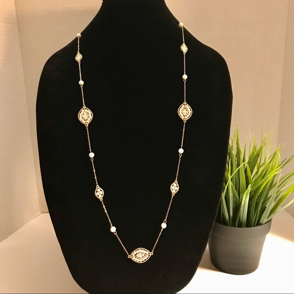 2 Gemstone bracelets and Pearl necklace Gold Tone - Picture 5 of 10